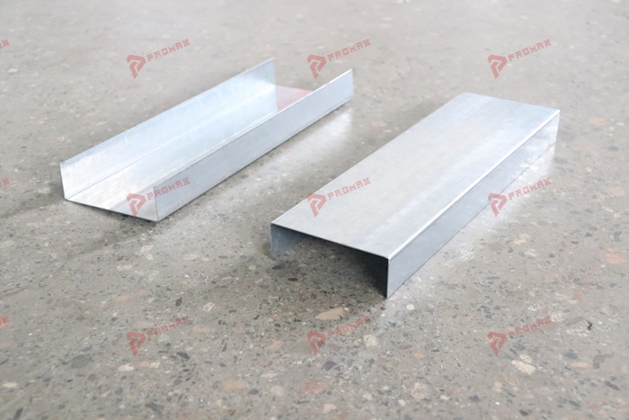 U track making machine for metal drywall framing and partition systems